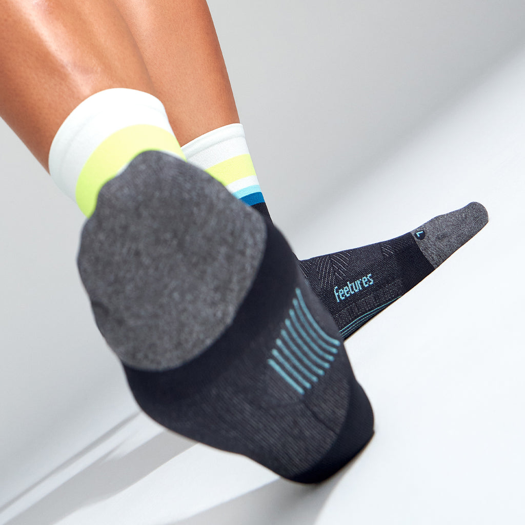 Feetures Elite Ultra Light Cushion Mini Crew sock in Bayside Black — alternate view #Colour_Bayside Black