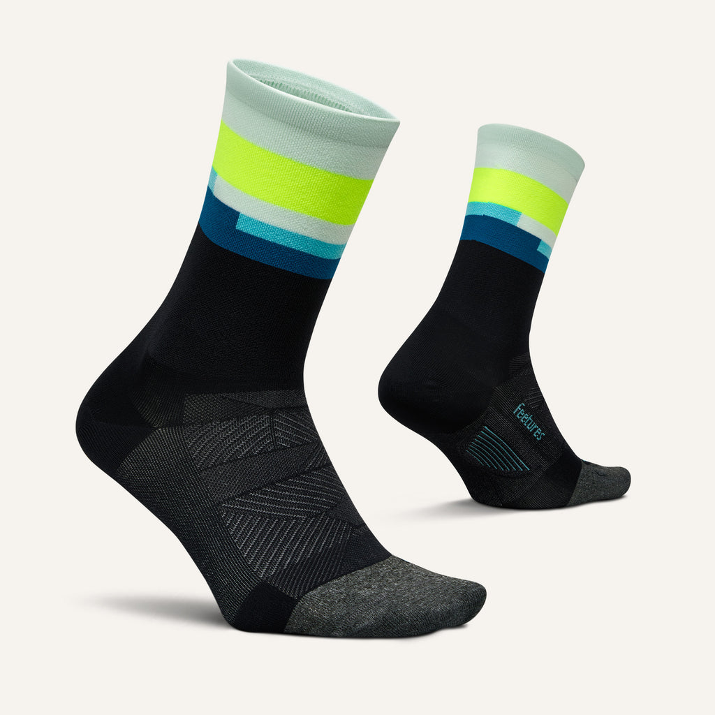 Feetures Elite Ultra Light Cushion Mini Crew sock in Bayside Black — alternate view #Colour_Bayside Black